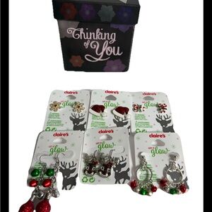 Claire's Silver and Red Earring Collection 6 pairs